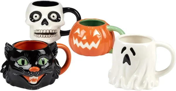 Certified International Scaredy Cat 22 oz 3-D Mugs, Set of 4 Assorted Designs